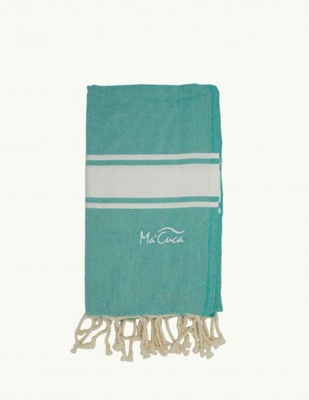 FOUTA TOALLA PAREO 2X1M ESMERALDA BLANCO