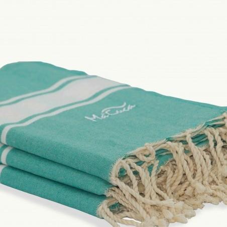 FOUTA TOALLA PAREO 2X1M ESMERALDA BLANCO