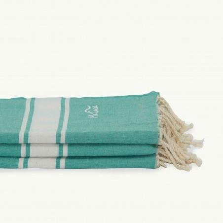 FOUTA TOALLA PAREO 2X1M ESMERALDA BLANCO