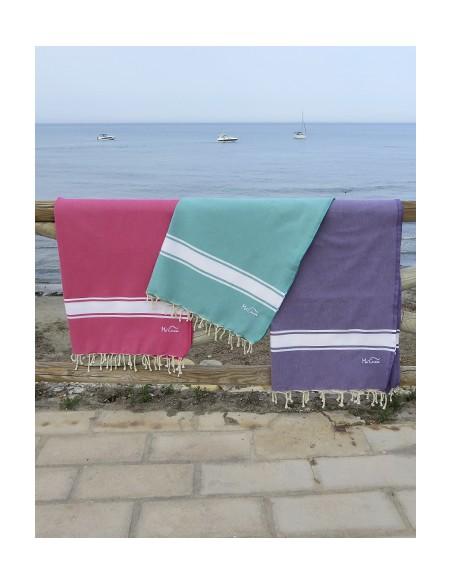 FOUTA TOALLA PAREO 2X1M FUCSIA BLANCO