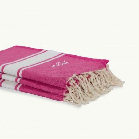 FOUTA TOALLA PAREO 2X1M FUCSIA BLANCO