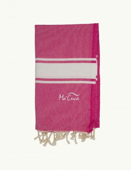 FOUTA TOALLA PAREO 2X1M FUCSIA BLANCO