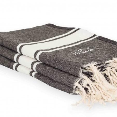 FOUTA TOALLA PAREO 2X1M NEGRO BLANCO
