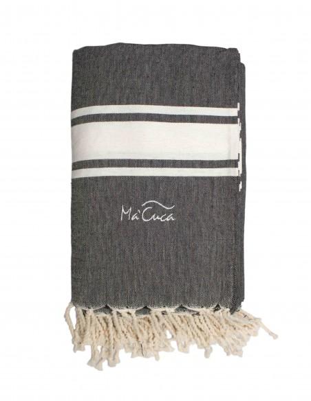 FOUTA TOALLA PAREO 2X1M NEGRO BLANCO