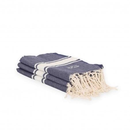 FOUTA TOALLA PAREO 2X1M AZUL MARINO BLANCO