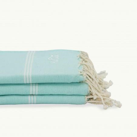 FOUTA TOALLA PAREO 2X1M VERDE AGUA BLANCO