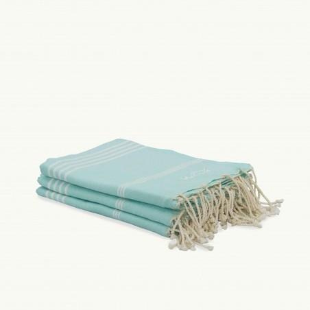 FOUTA TOALLA PAREO 2X1M VERDE AGUA BLANCO