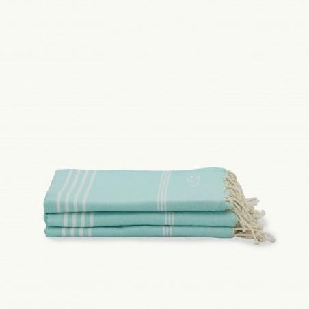 FOUTA TOALLA PAREO 2X1M VERDE AGUA BLANCO
