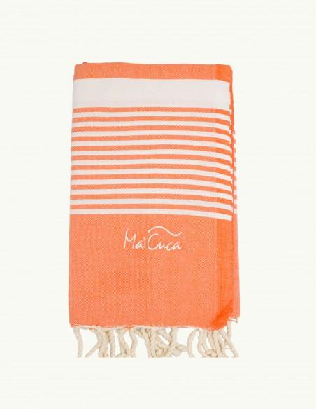 FOUTA TOALLA PAREO 2X1M NARANJA BLANCO