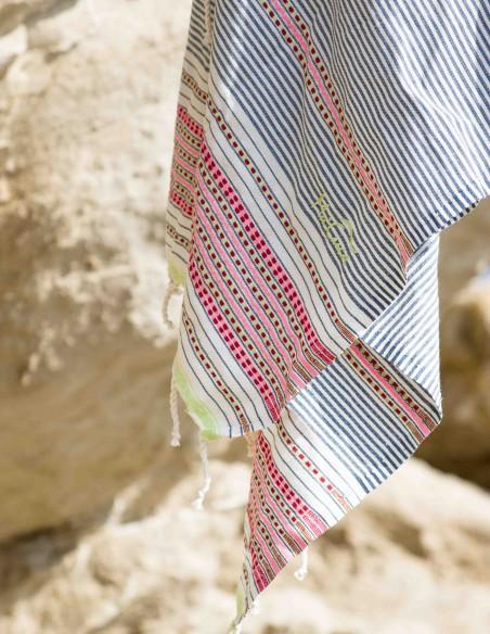 FOUTA TOALLA PAREO 2X1M PETROLEO ROSA