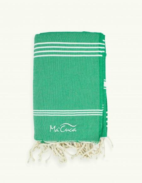 FOUTA TOALLA PAREO 2X2M VERDE BLANCO