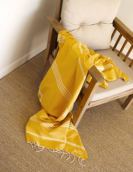FOUTA TOALLA PAREO 2X2M AMARILLO BLANCO