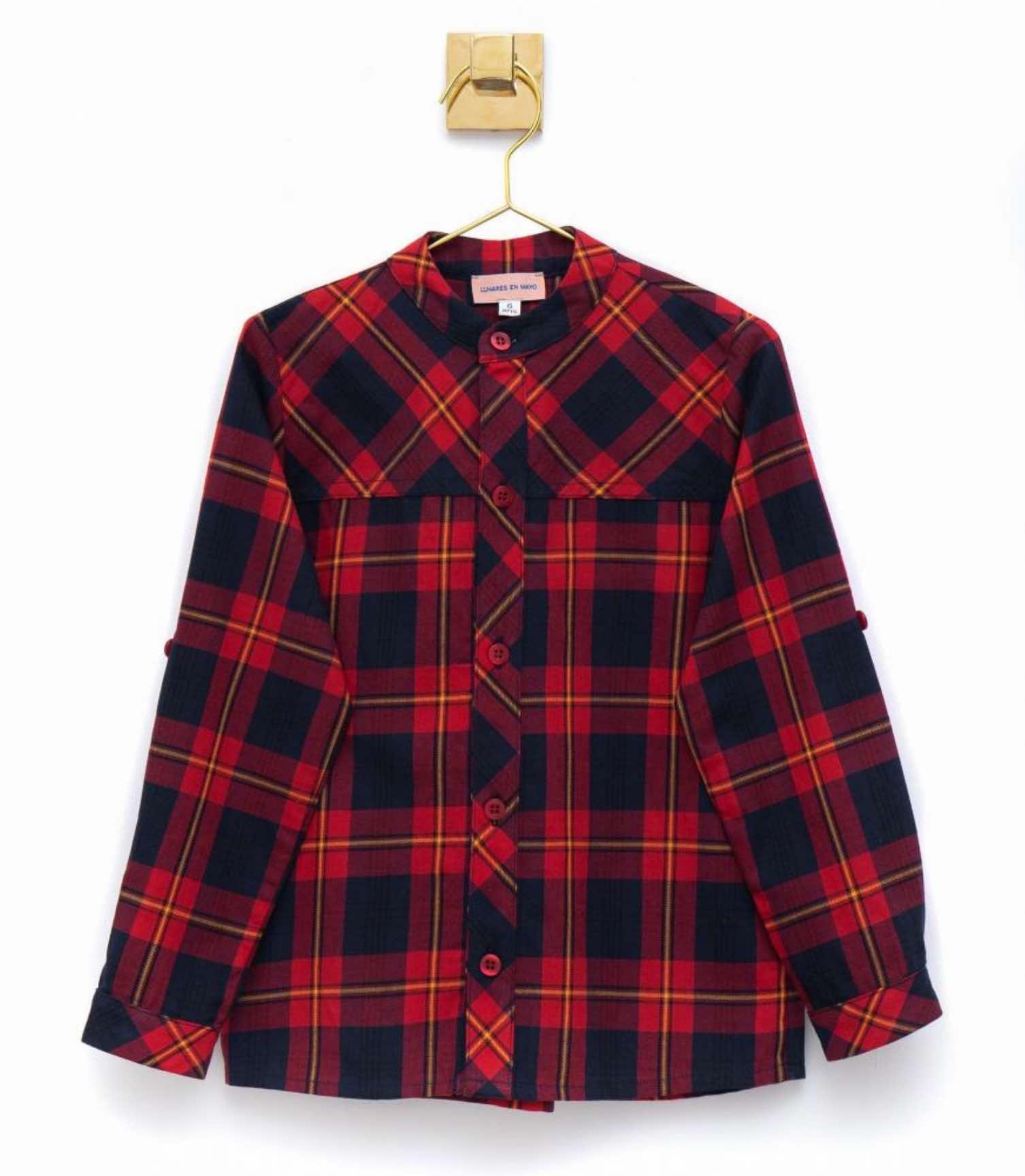 Camisa para niño mao tartán cuadro rojo de Lunares en Mayo