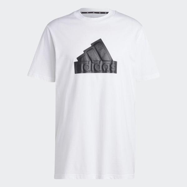 Camiseta Adidas Algodón Hombre FI Logo Relieve Blanco/Negro
