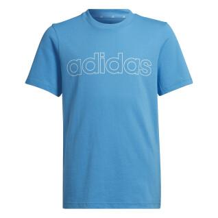 Camiseta Adidas Manga Corta Linear Algodón Celeste/Blanca Niño y Niña
