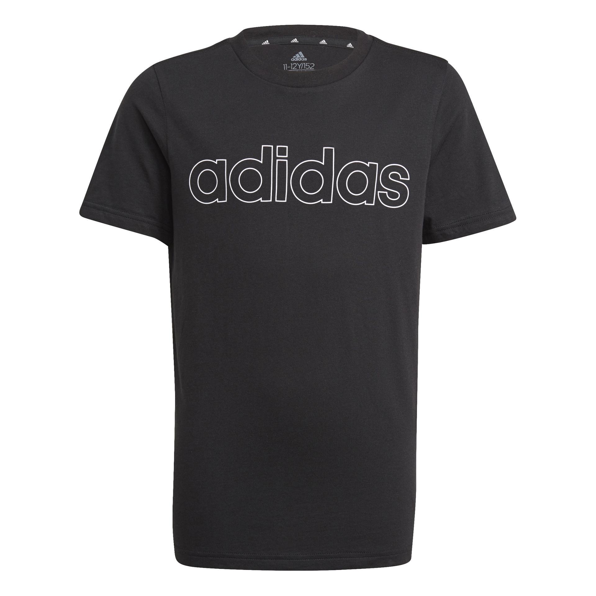 Camiseta Adidas Manga Corta Linear Algodón Negra/Blanca Niño y Niña