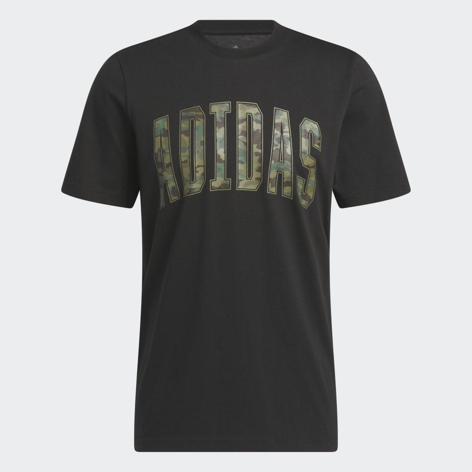 Camiseta Adidas Hombre Algodón M Negro/Camuflaje