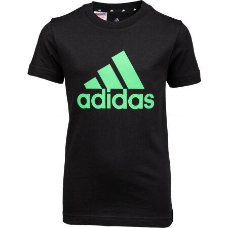 Camiseta Adidas Manga Corta Essentials Big Logo Algodón Negro/Verde Niño y Niña