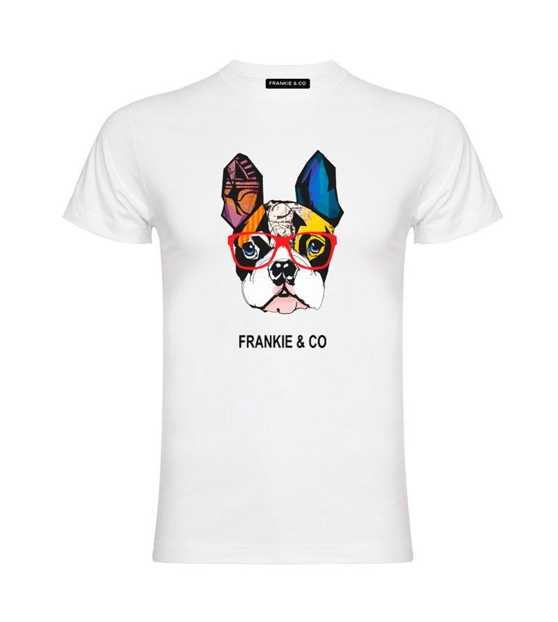 Camiseta Frankie & Co Bulldog Francés Algodón Blanca Hombre