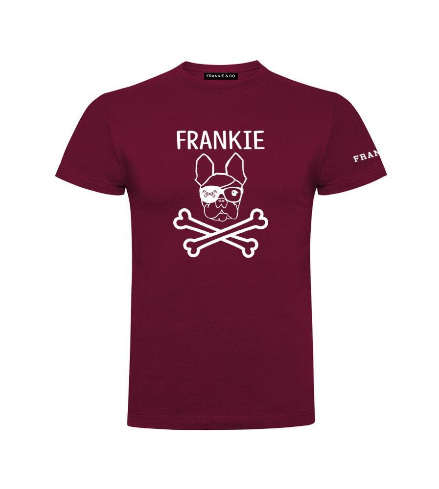Camiseta Frankie & Co Frankie Skull Algodón Granate Hombre