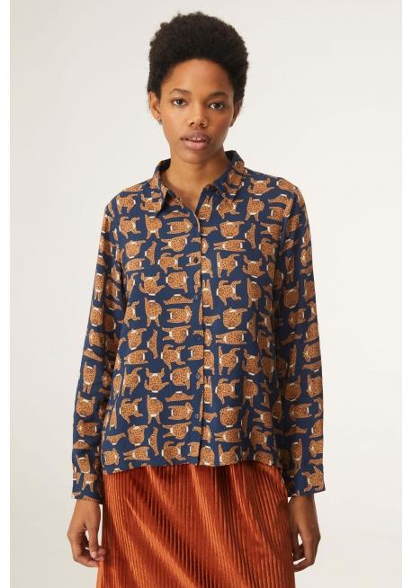 Camisa de manga larga con animal print de leopardos