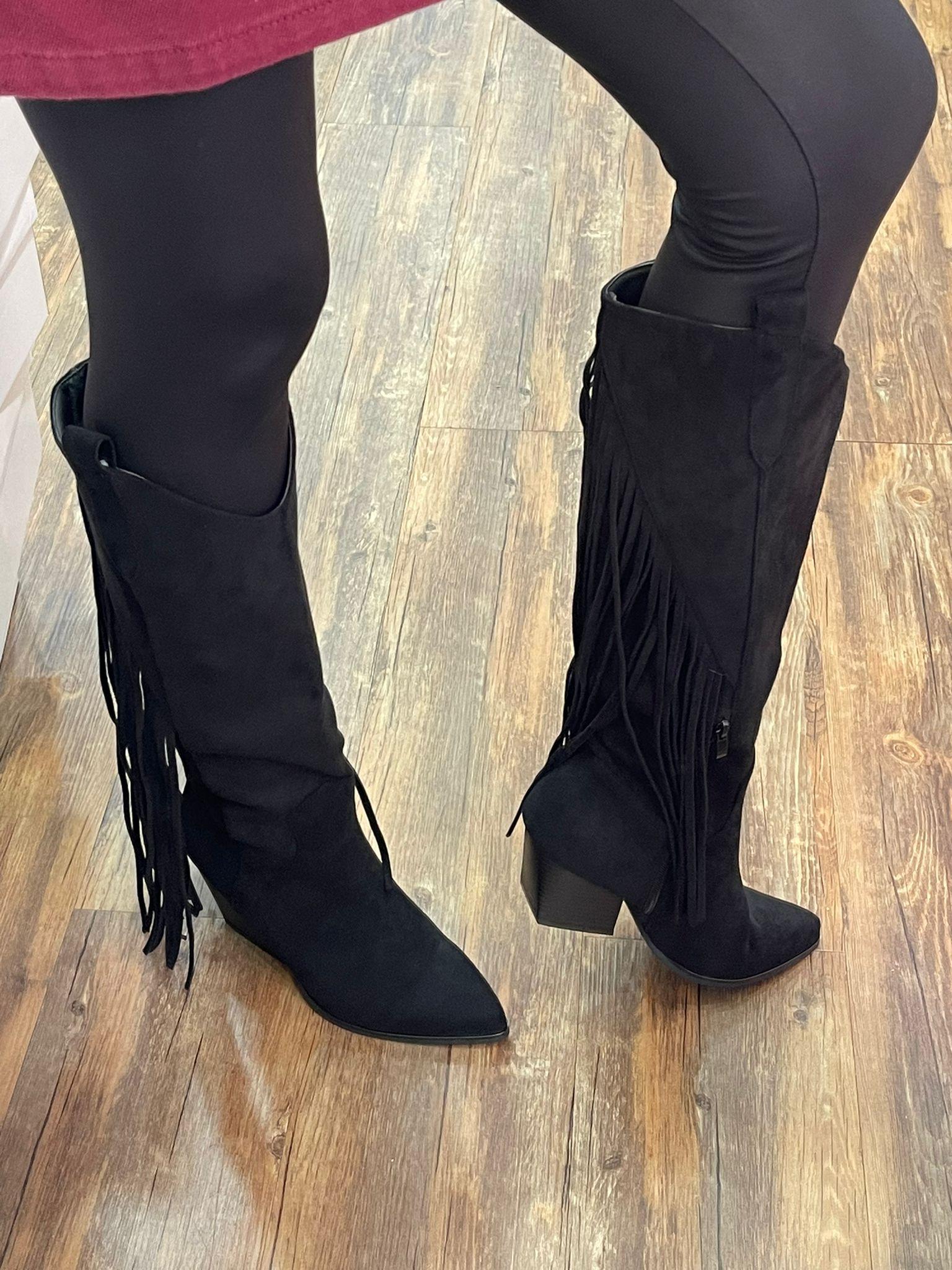 BOTAS NEGRAS ALTAS FLECOS TACON - FLY
