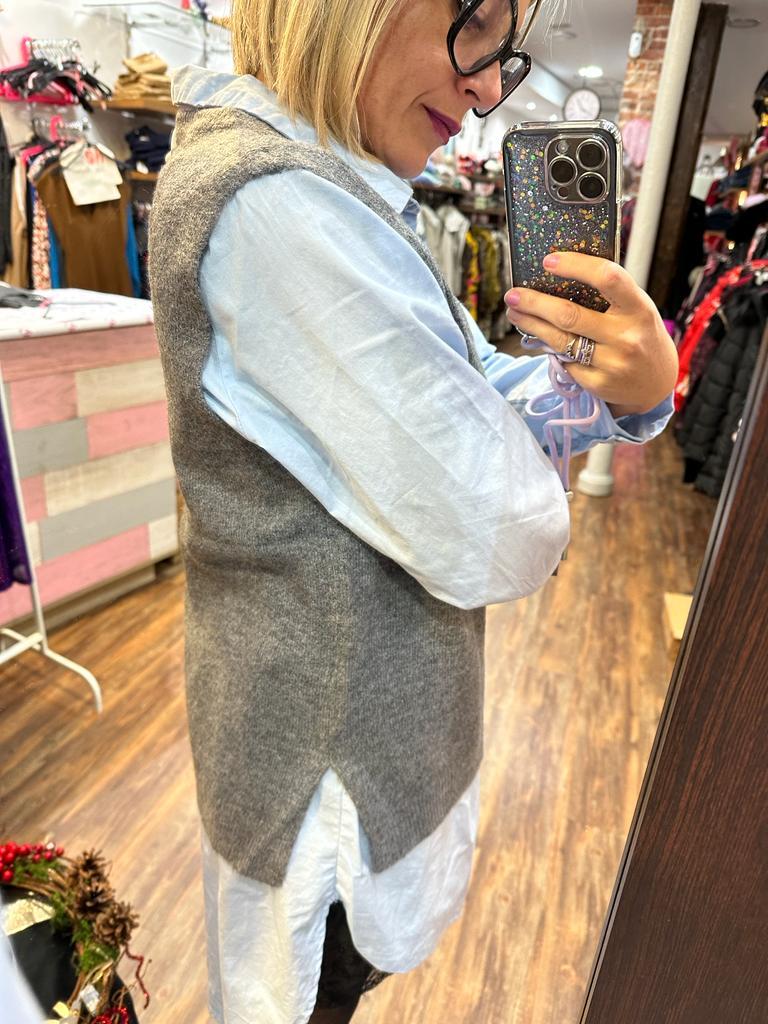 CHALECO PICO GRIS VERO MODA ONLY JYD ELYNOR MIA