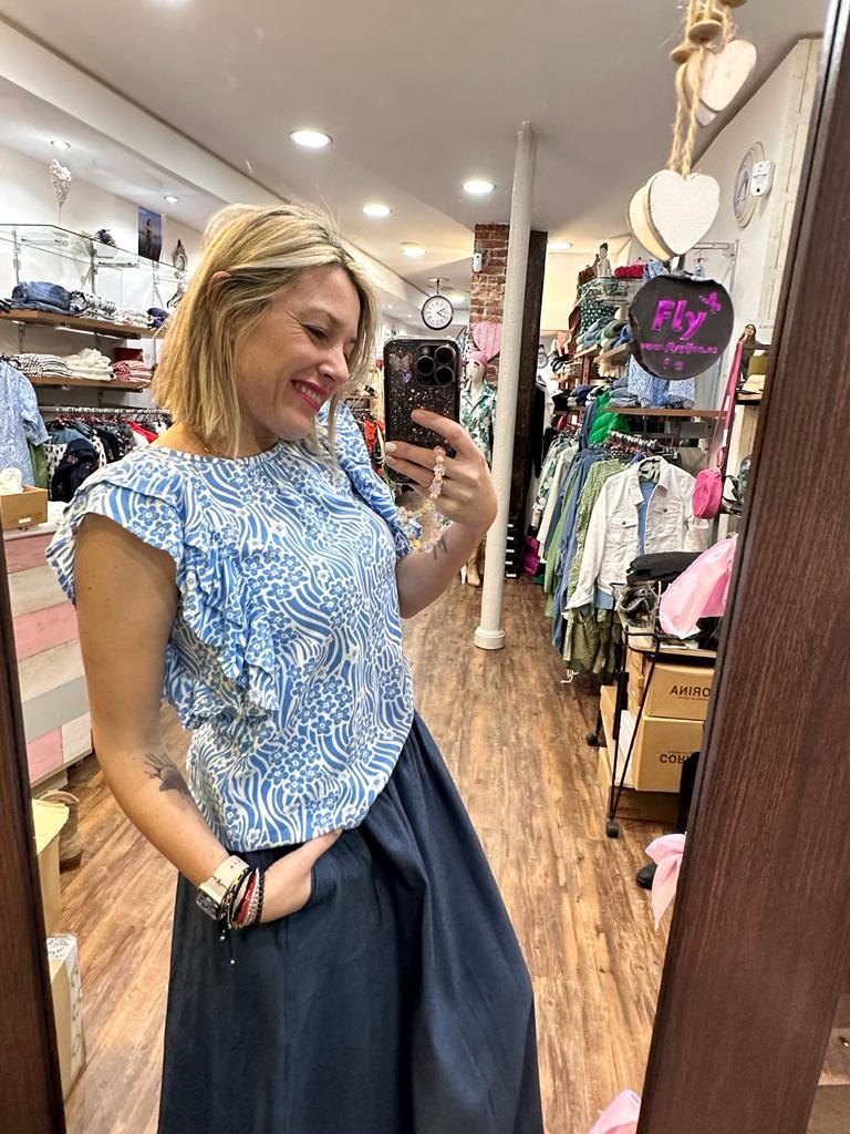 TOP VOLANTE AZUL COMPAÑIA FANTASTICA