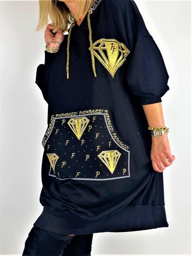 Vestido sudadera oversize diamantes paparazzi fashion tosnac.com